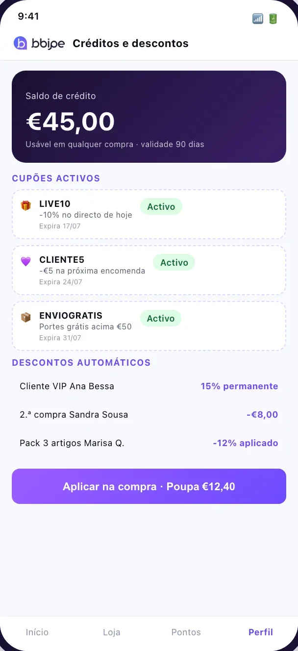 Créditos e descontos