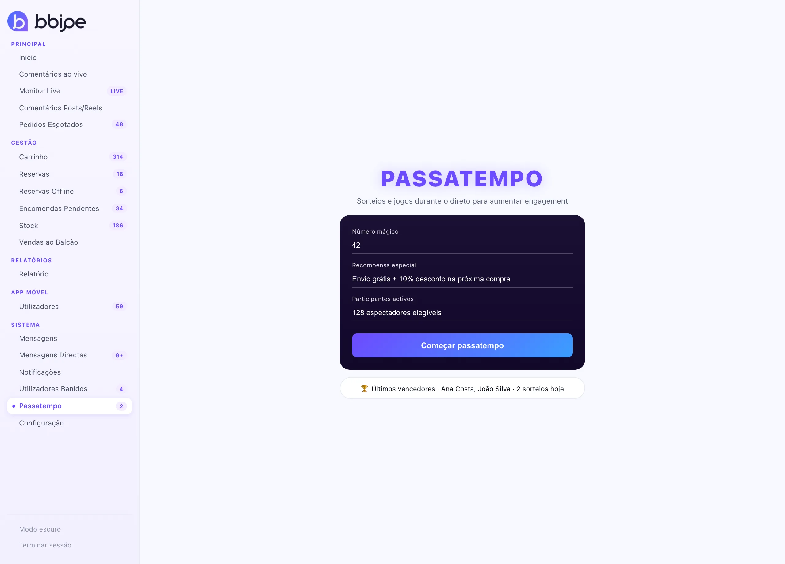 Jogos e sorteios